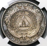 1887/5 NGC VF Honduras 50 Centavos Pyramid Rare Silver Coin (23102002C)