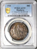 1908 PCGS AU 55 Honduras 50 Centavos Pyramid Rare Coin POP 1/0 (25082603C)
