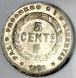 1896/86 NGC MS 64 Honduras 5 Centavos Pyramid Overdate Silver Coin (26092001C)