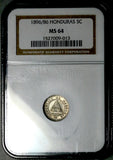1896/86 NGC MS 64 Honduras 5 Centavos Pyramid Overdate Silver Coin (26092001C)