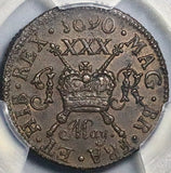 1690 PCGS MS 62 James II Ireland 1/2 Crown May Gun Money Mint State Coin (25111405C)