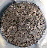 1690 PCGS MS 62 James II Ireland 1/2 Crown May Gun Money Mint State Coin (25111405C)