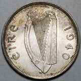 1940 Ireland 1/2 Crown UNC Irish Horse Silver Coin (26071409R)
