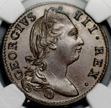 1781 NGC MS 62 George III 1/2 Penny Ireland Harp Colonial Copper Coin (26072103C)