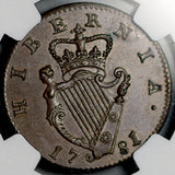 1781 NGC MS 62 George III 1/2 Penny Ireland Harp Colonial Copper Coin (26072103C)