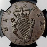 1781 NGC MS 62 George III 1/2 Penny Ireland Harp Colonial Copper Coin (26072103C)