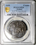1690 PCGS VF 20 James II Ireland Crown Gun Money King Horse Coin (26091501C)