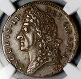 1689 NGC XF 45 James II Ireland Shilling July Gun Money Rebellion Coin POP 1/4 (26090102C)