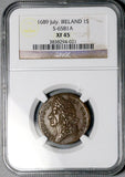 1689 NGC XF 45 James II Ireland Shilling July Gun Money Rebellion Coin POP 1/4 (26090102C)