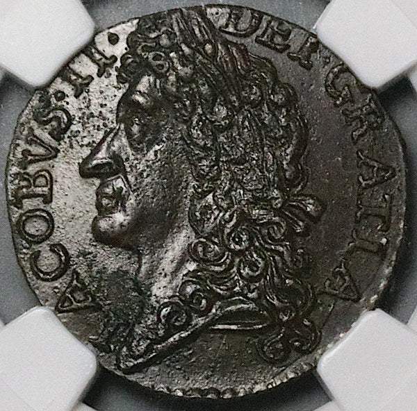 1689 NGC UNC James II Ireland Shilling Nov Gun Money Rebellion Coin POP 1/0 (24032701C)