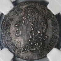 1690 NGC XF 45 James II Ireland Shilling March Gun Money Rebellion Coin (24062304C)