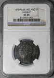 1690 NGC XF 45 James II Ireland Shilling March Gun Money Rebellion Coin (24062304C)