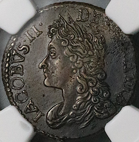 1689 NGC AU James II Ireland 6 Pence Jan Gun Money Rebellion Coin (24032603C)