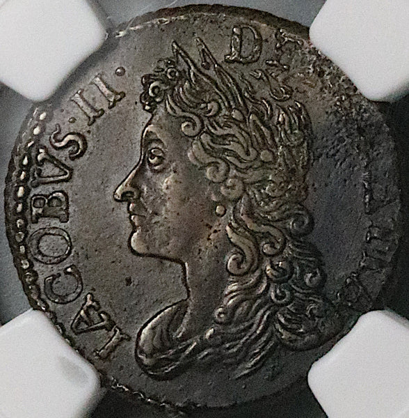 1689 NGC AU James II Ireland 6 Pence Jan Gun Money Rebellion Coin (24032603C)
