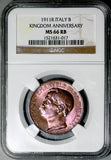 1911 NGC MS 66 RB Italy 10 Centesimi Kingdom Anniversary Coin POP 3/0 (26072301C)