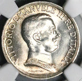 1917 NGC MS 64 Italy 1 Lira Horses Chariot Mint State Silver Coin (25121802C)