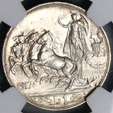1917 NGC MS 64 Italy 1 Lira Horses Chariot Mint State Silver Coin (25121802C)