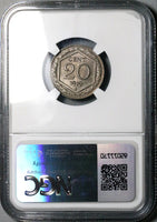1919 NGC MS 65 Italy 20 Centesimi Overstruck KM 28 Coin POP 4/0 (25090704C)