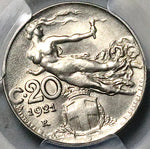 1921 PCGS MS 63 Italy 20 Centesimi Flying Woman Mint State Rome Coin (25091002C)