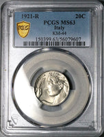 1921 PCGS MS 63 Italy 20 Centesimi Flying Woman Mint State Rome Coin (25091002C)