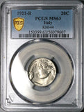 1921 PCGS MS 63 Italy 20 Centesimi Flying Woman Mint State Rome Coin (25091002C)