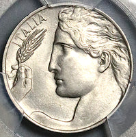 1922 PCGS MS 62 Italy 20 Centesimi Flying Woman Mint State Last Year Coin (24071801C)