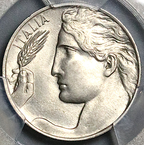 1922 PCGS MS 62 Italy 20 Centesimi Flying Woman Mint State Last Year Coin (24071801C)