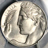1922 PCGS MS 62 Italy 20 Centesimi Flying Woman Mint State Last Year Coin (24071801C)