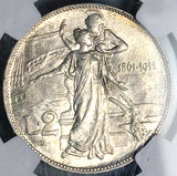 1911 NGC AU 58 Italy 2 Lire Kingdom 50th Year Anniversary Silver Coin (26012501C)