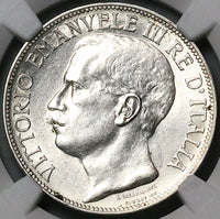 1911 PCGS AU 58 Italy 2 Lire Kingdom Anniversary Silver Coin (24120603C)