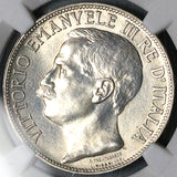 1911 NGC MS 62 Italy 2 Lire Kingdom 50th Year Anniversary Silver Coin (25120902C)