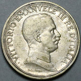 1915 Italy 2 Lire AU Horses Chariot Quadriga Silver Coin (24053102R)