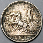 1915 Italy 2 Lire AU Horses Chariot Quadriga Silver Coin (24053103R)
