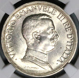 1915 NGC MS 64 Italy 2 Lire Horses Chariot Silver Mint State Coin (24051403C)