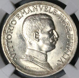 1915 NGC MS 64 Italy 2 Lire Horses Chariot Silver Mint State Coin (24051403C)