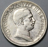 1916 Italy 2 Lire XF Horses Chariot Quadriga Silver Coin (24060101R)
