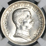 1916 NGC MS 63+ Italy 2 Lire Horses Chariot Silver Mint State Coin (24051404C)