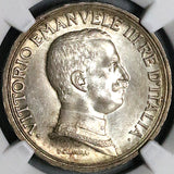 1917 NGC MS 63 Italy 2 Lire Horses Chariot Mint State Key Silver Coin (25120601C