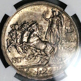1917 NGC MS 63 Italy 2 Lire Horses Chariot Mint State Key Silver Coin (25120601C