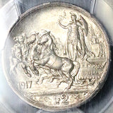 1917 PCGS MS 64 Italy 2 Lire Horses Chariot Gem Mint State Key Silver Coin (25120102C)