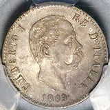 1889-R PCGS MS 63 Italy 50 Centesimi Rare Umberto I Rome Silver Coin (26013104C)
