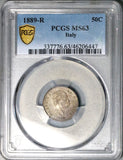 1889-R PCGS MS 63 Italy 50 Centesimi Rare Umberto I Rome Silver Coin (26013104C)