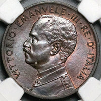 1908 NGC MS 64 Italy 5 Centesimi Woman Ship Rare Key Coin POP 2/1 (24112202C)