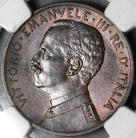 1908 NGC MS 64 Italy 5 Centesimi Woman Ship Rare Key Coin POP 2/1 (24112202C)