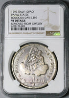 1797 NGC VF Bologna 10 Paoli Scudo Christ Madonna Papal City State Italy Silver Coin (23062405C)