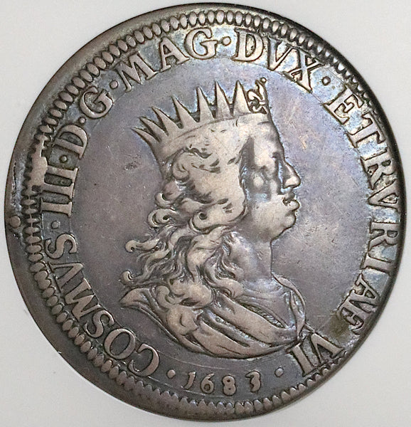 1683 NGC VF 30 Livorno Tallero Tollero Cosimo Medici Tuscany Crown Coin POP 1/0 (23100401C)