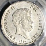 1857 PCGS AU 55 Naples Sicily 60 Grana Ferdinand II Italy Scarce Coin (26010403C)