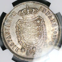 1818 NGC MS 61 Naples 120 Grana Small Head Ferdinand I Italy Silver Coin POP 1/4 (24092901D)