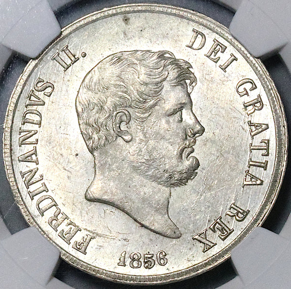 1856 NGC MS 61 Naples Sicily 120 Grana Ferdinand II Italy State Coin (25011502D)