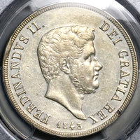 1843 PCGS AU 50 Naples Sicily 120 Grana Ferdinand II Italy State Coin (25042801D)
